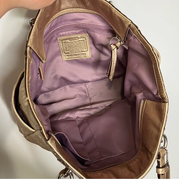 Coach gold zip top shoulder bag 12” x 9” x 4” - Picture 11 of 16